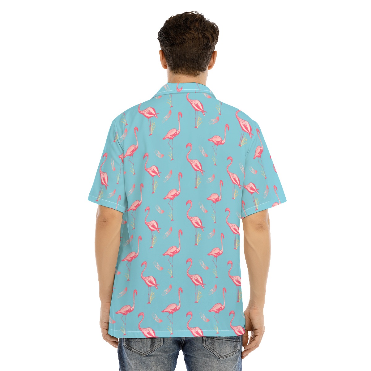Flamingo Blue Men's Hawaiian Shirt