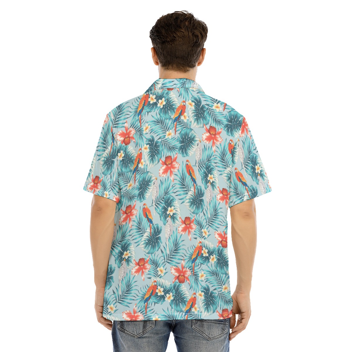 Parrot Tropical Blue Men's Hawaiian Shirt