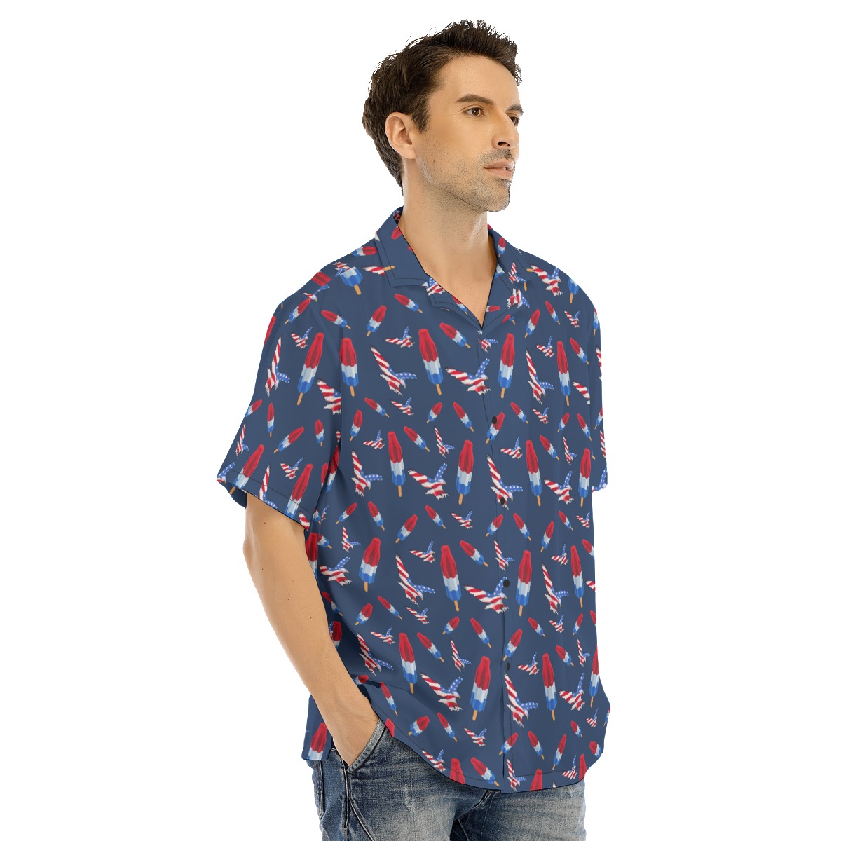 Patriotic Day Navy Men's Hawaiian Shirt
