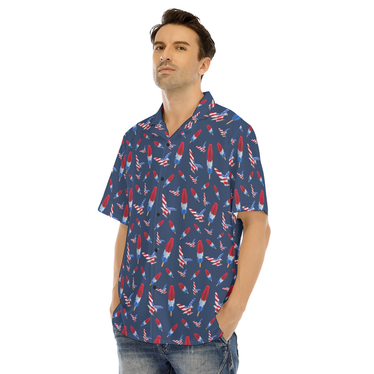 Patriotic Day Navy Men's Hawaiian Shirt