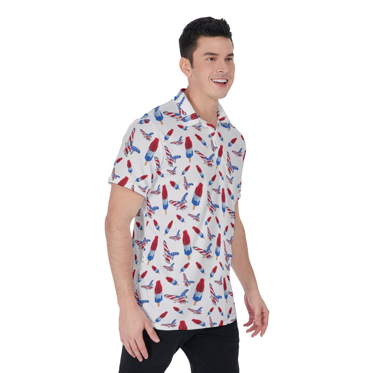 4th Of July White Golf Polo Shirt For Men