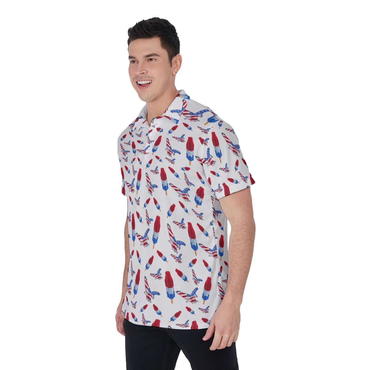 4th Of July White Golf Polo Shirt For Men