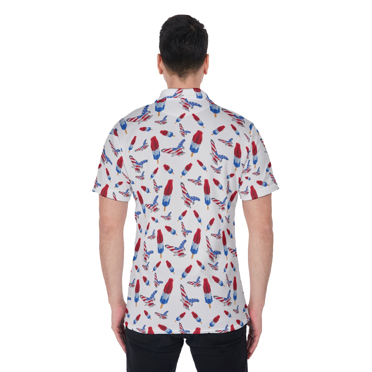 4th Of July White Golf Polo Shirt For Men