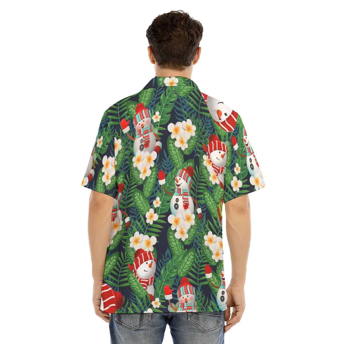 Men's Lovely Snowman Floral Christmas Hawaiian Shirt