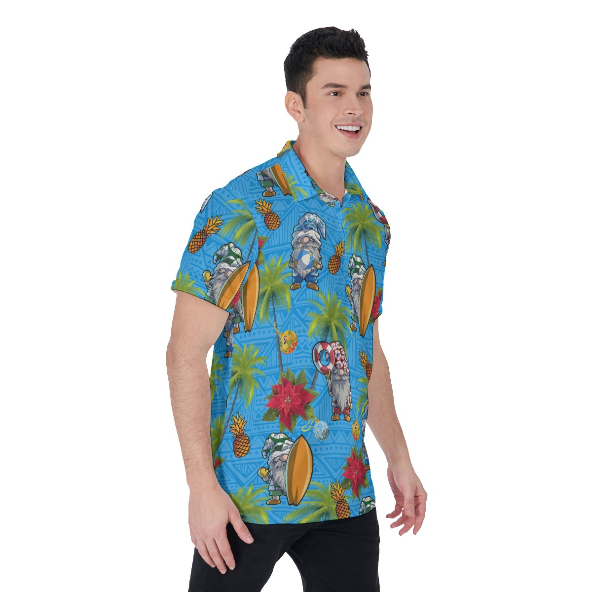 Cool Gnome Christmas Hawaiian Polo Shirt For Men