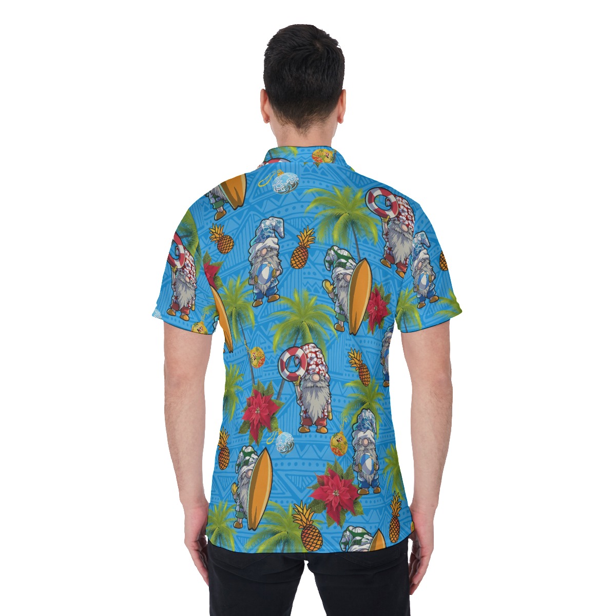 Cool Gnome Christmas Hawaiian Polo Shirt For Men