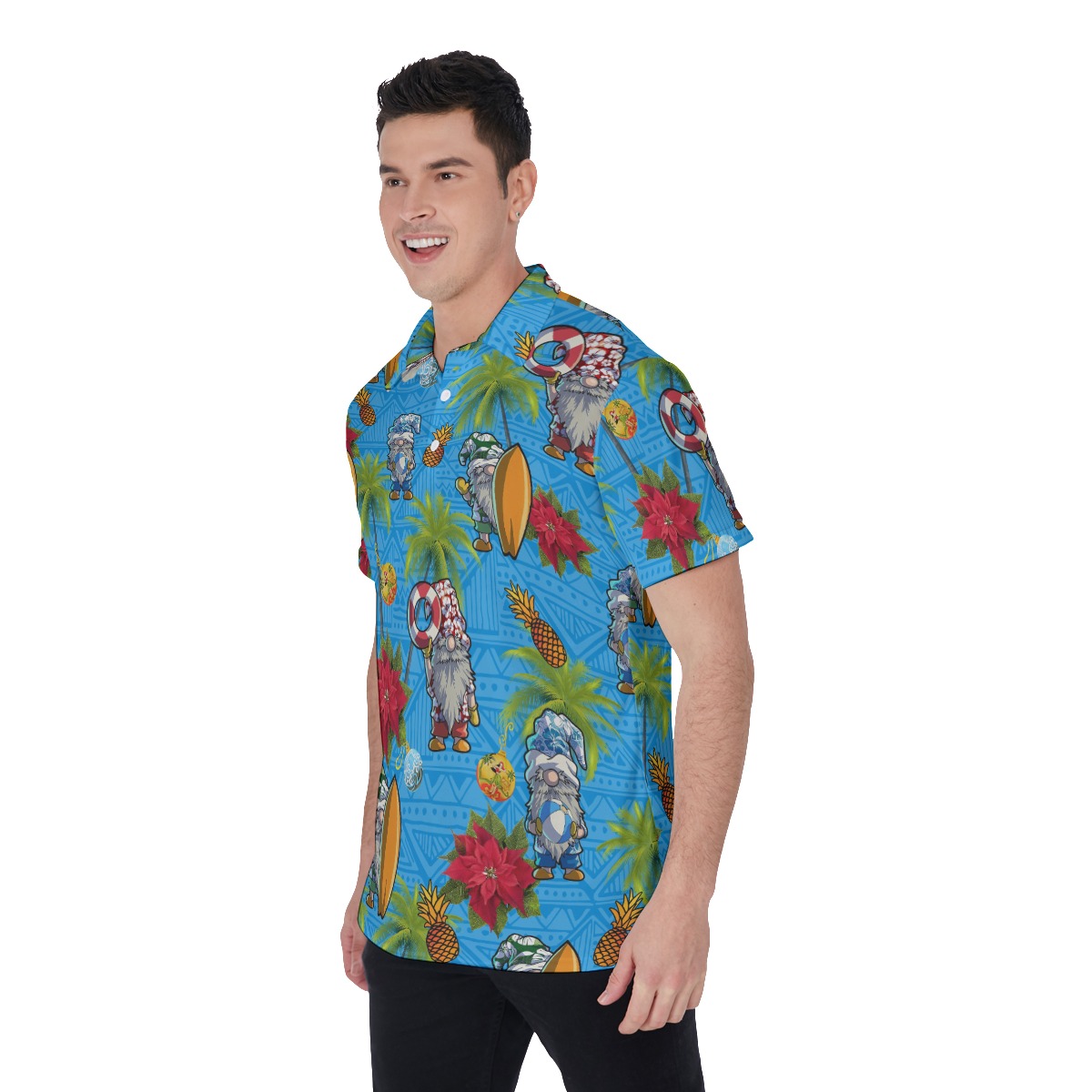Cool Gnome Christmas Hawaiian Polo Shirt For Men