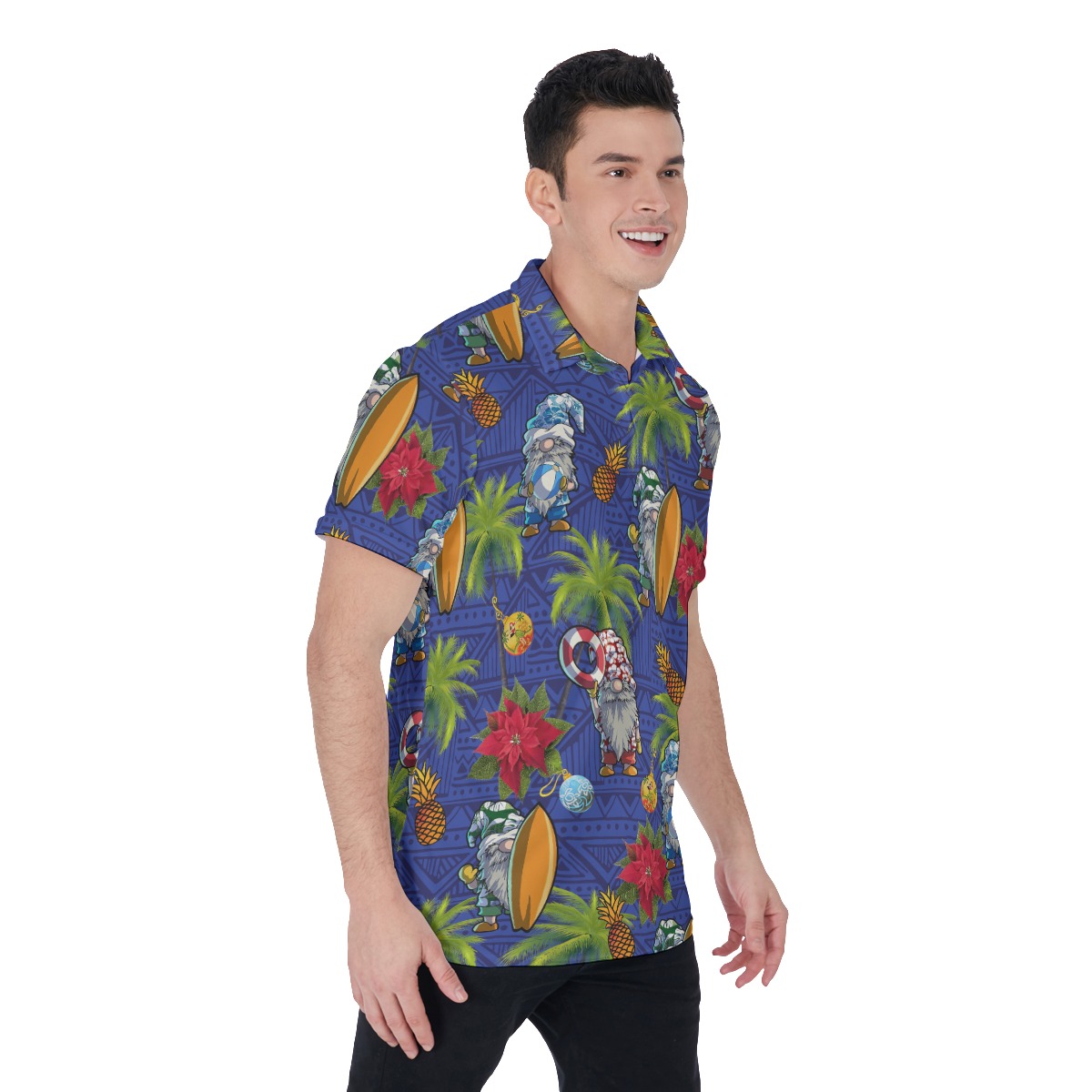 Tropical Summer Gnomes Blue Hawaiian Shirt For Men