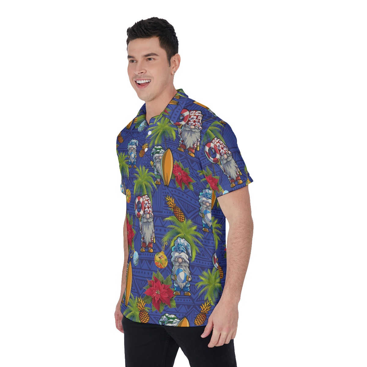 Tropical Summer Gnomes Blue Hawaiian Shirt For Men