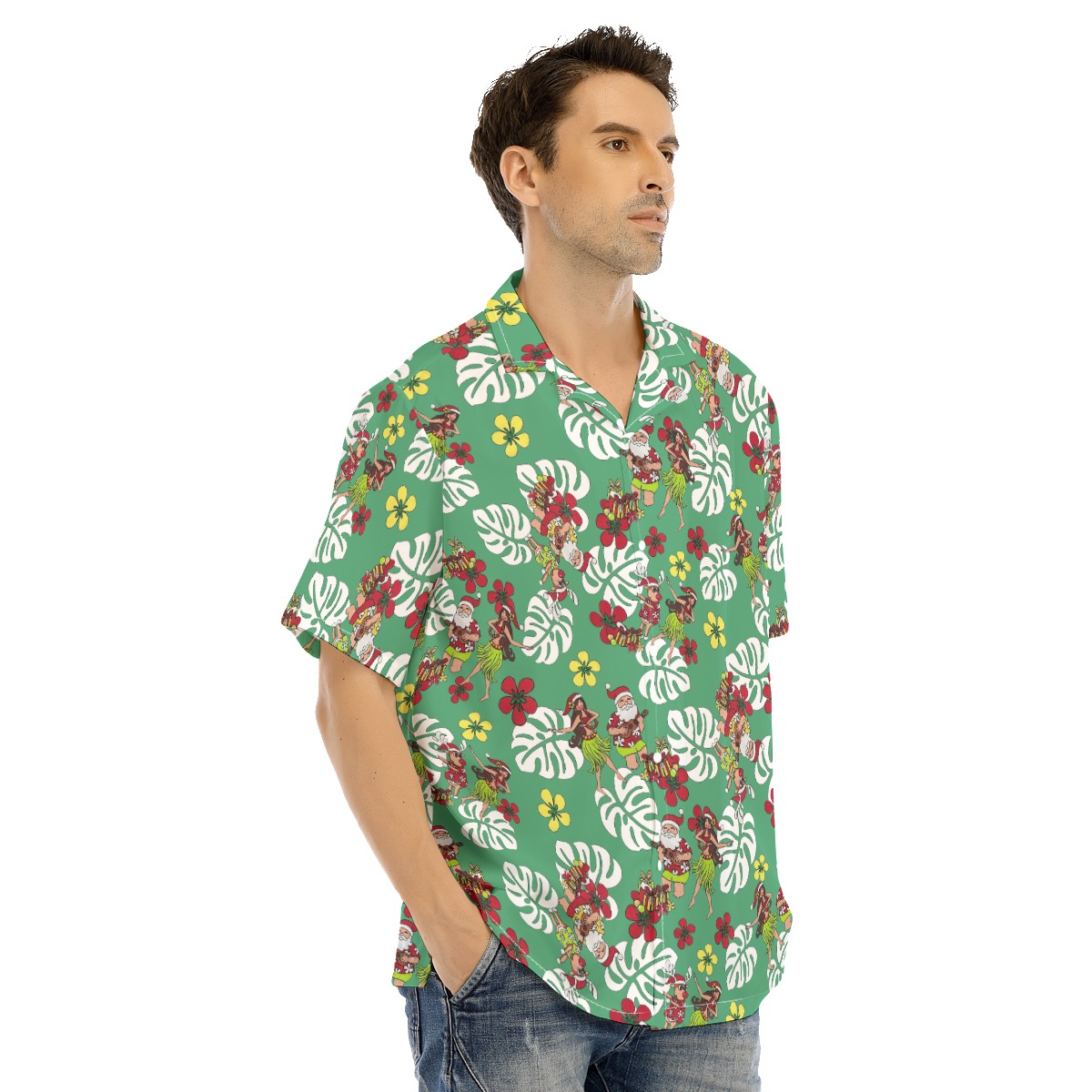 Men's Mele Kalikimaka Santa Tropical Hawaiian Shirt