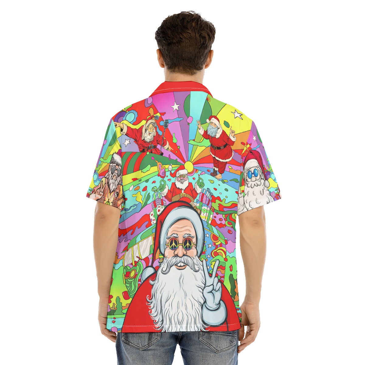 Hippie Santa Claus Christmas Hawaiian Shirt For Men