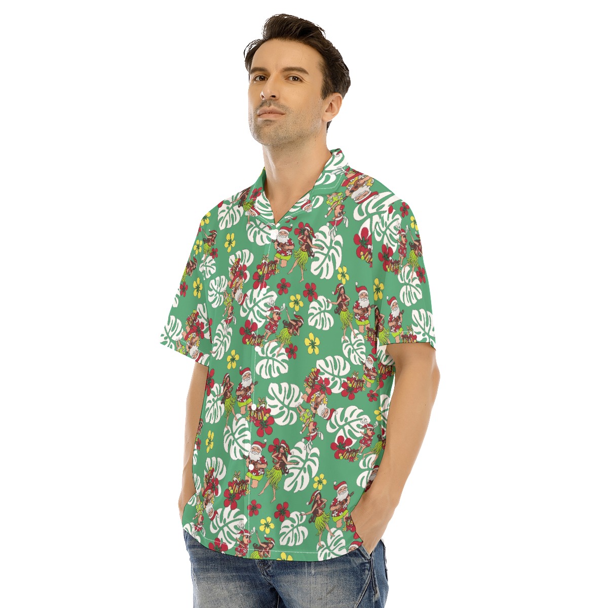 Men's Mele Kalikimaka Santa Tropical Hawaiian Shirt
