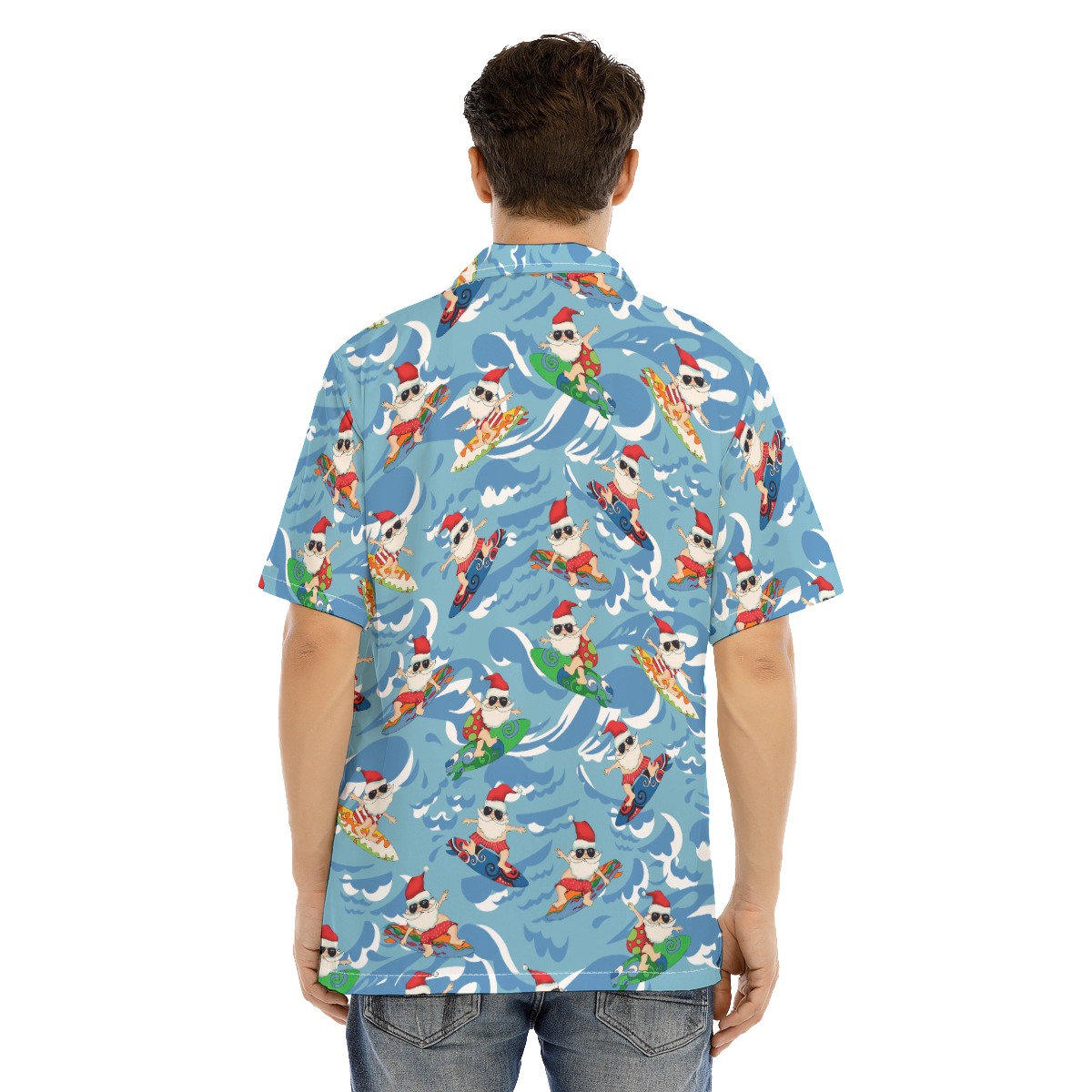 Cool Surfing Santa Christmas Hawaiian Shirt For Men