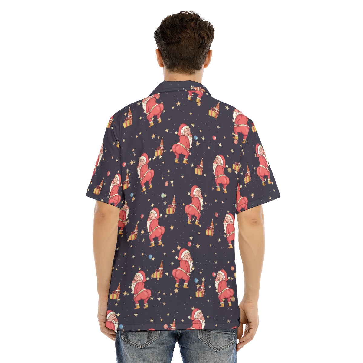 Men's Wrecking Santa Black Hawaiian Shirt