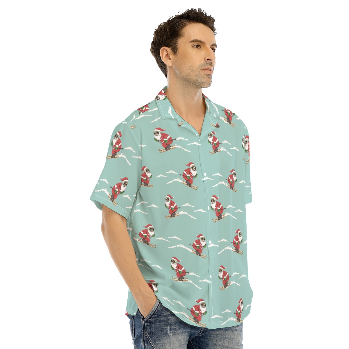 Sporty Santa Claus Hawaiian Shirt For Men