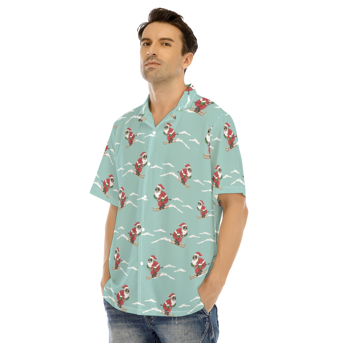 Sporty Santa Claus Hawaiian Shirt For Men