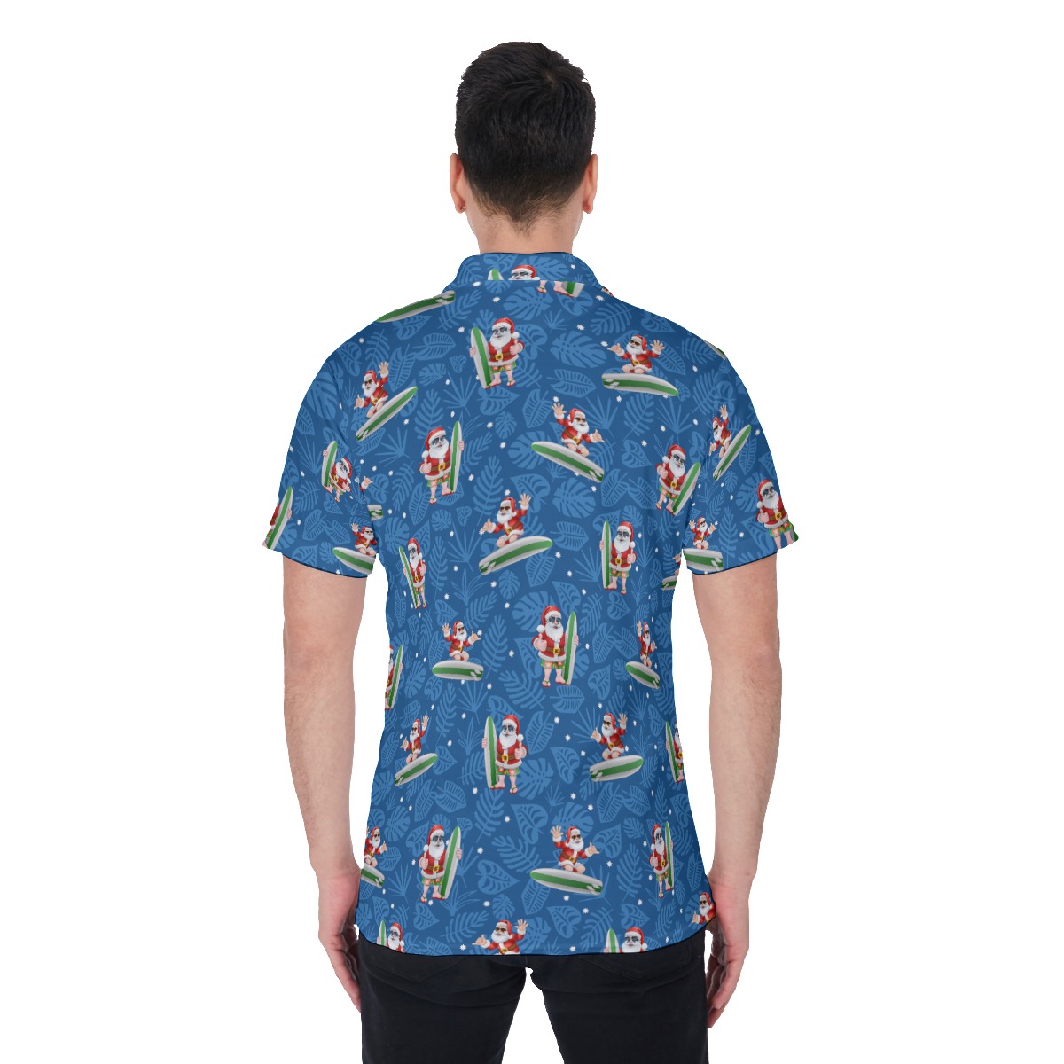 Tropical Santa Chrismas Polo Hawaiian Shirt For Men