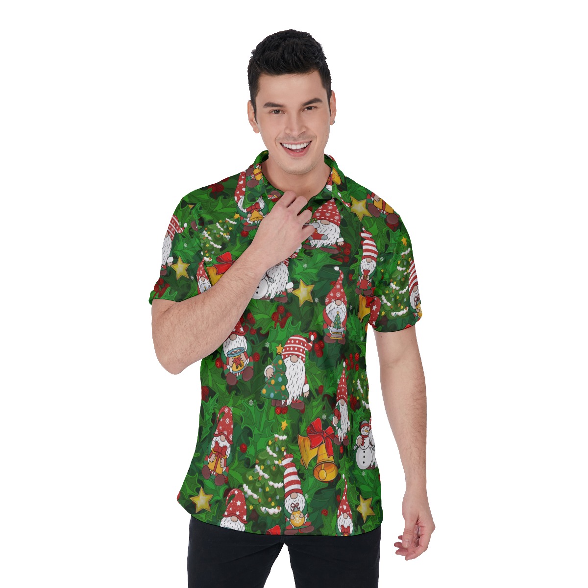 Men's Christmas Gnomes Polo Hawaiian Shirt - variant image 1