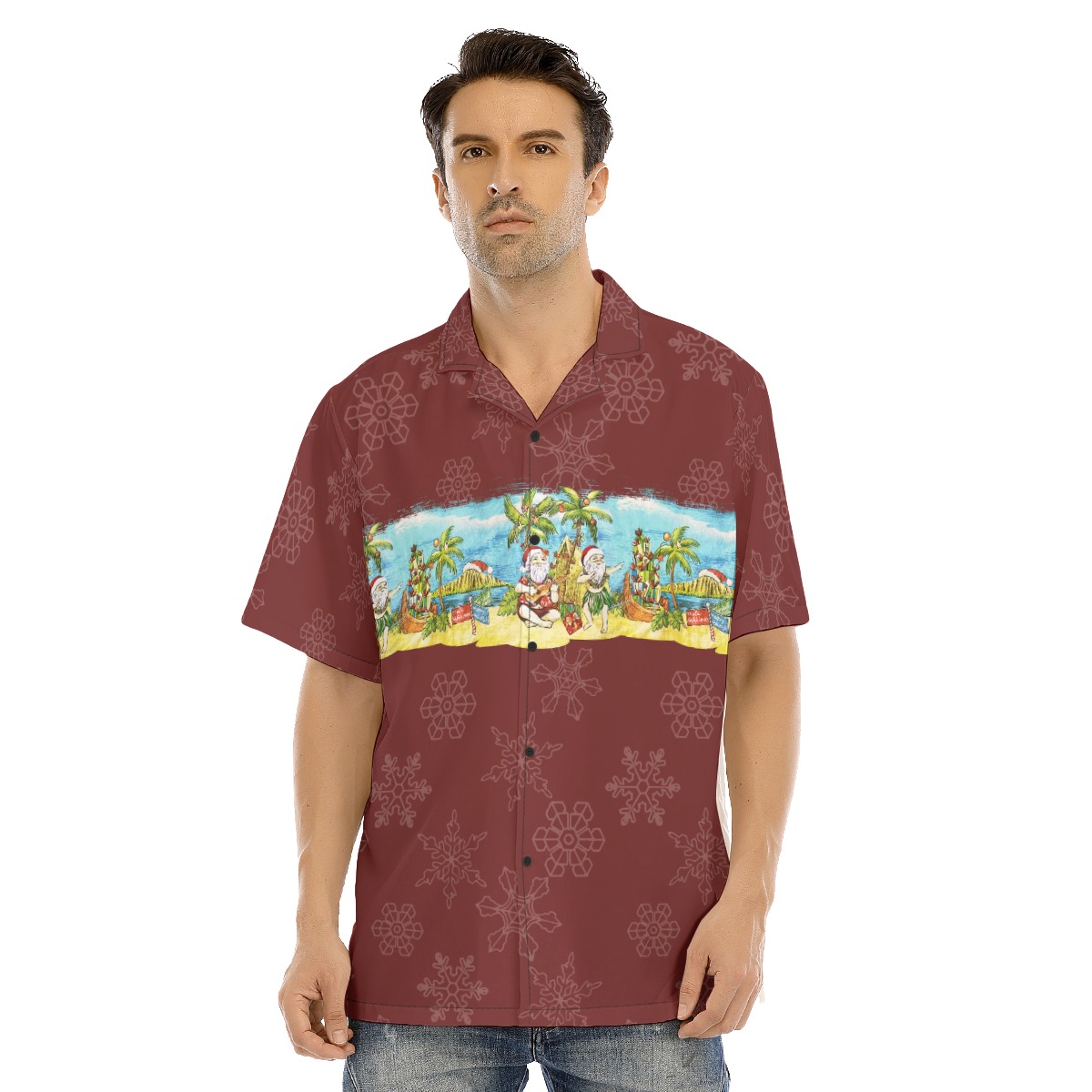 Tropical Santa Claus Christmas Hawaiian Shirt For Men - variant image 1