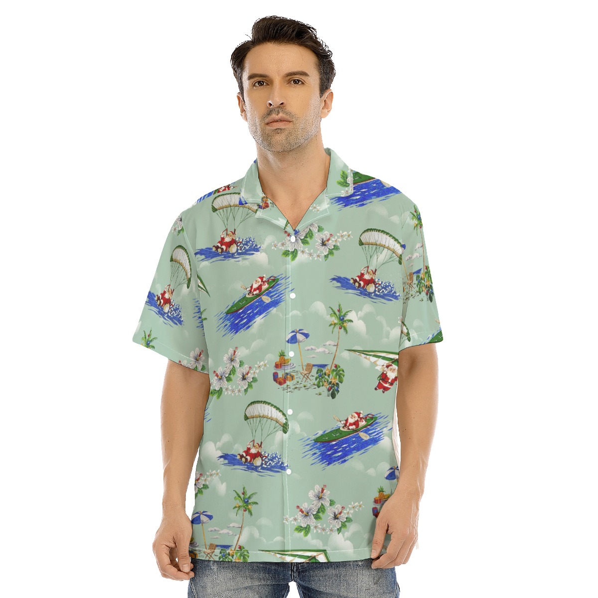 Tropical Santa Christmas Hawaiian Shirt For Men - variant image 1