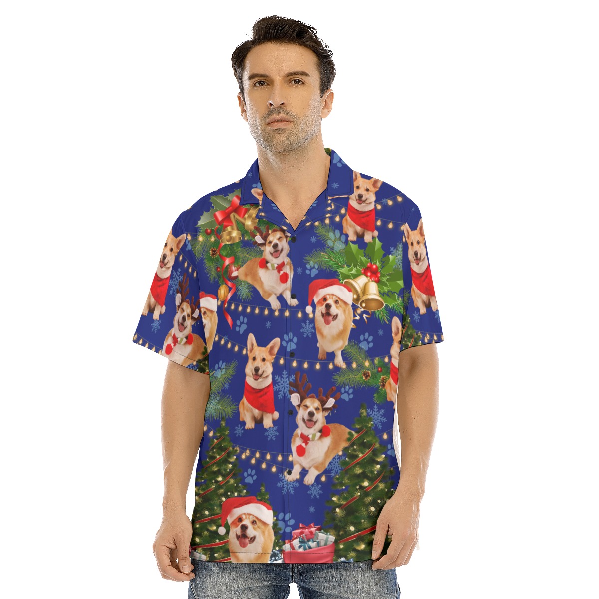 Cute Dog Christmas Hawaiian Shirt For Men - variant image 1