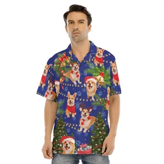 Cute Dog Christmas Hawaiian Shirt For Men