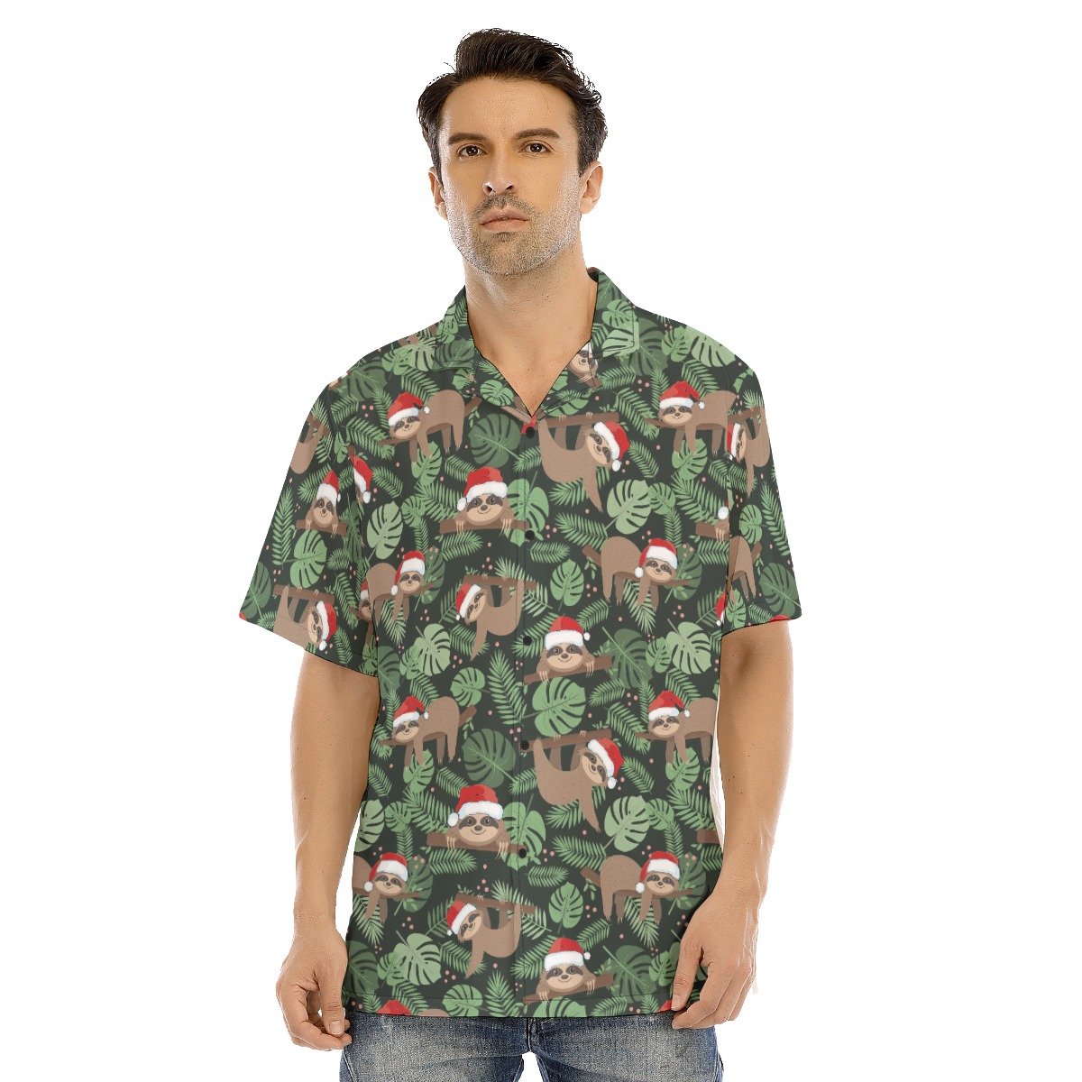 Men's Sloth Santa Tropical Christmas Hawaiian Shirt - variant image 1