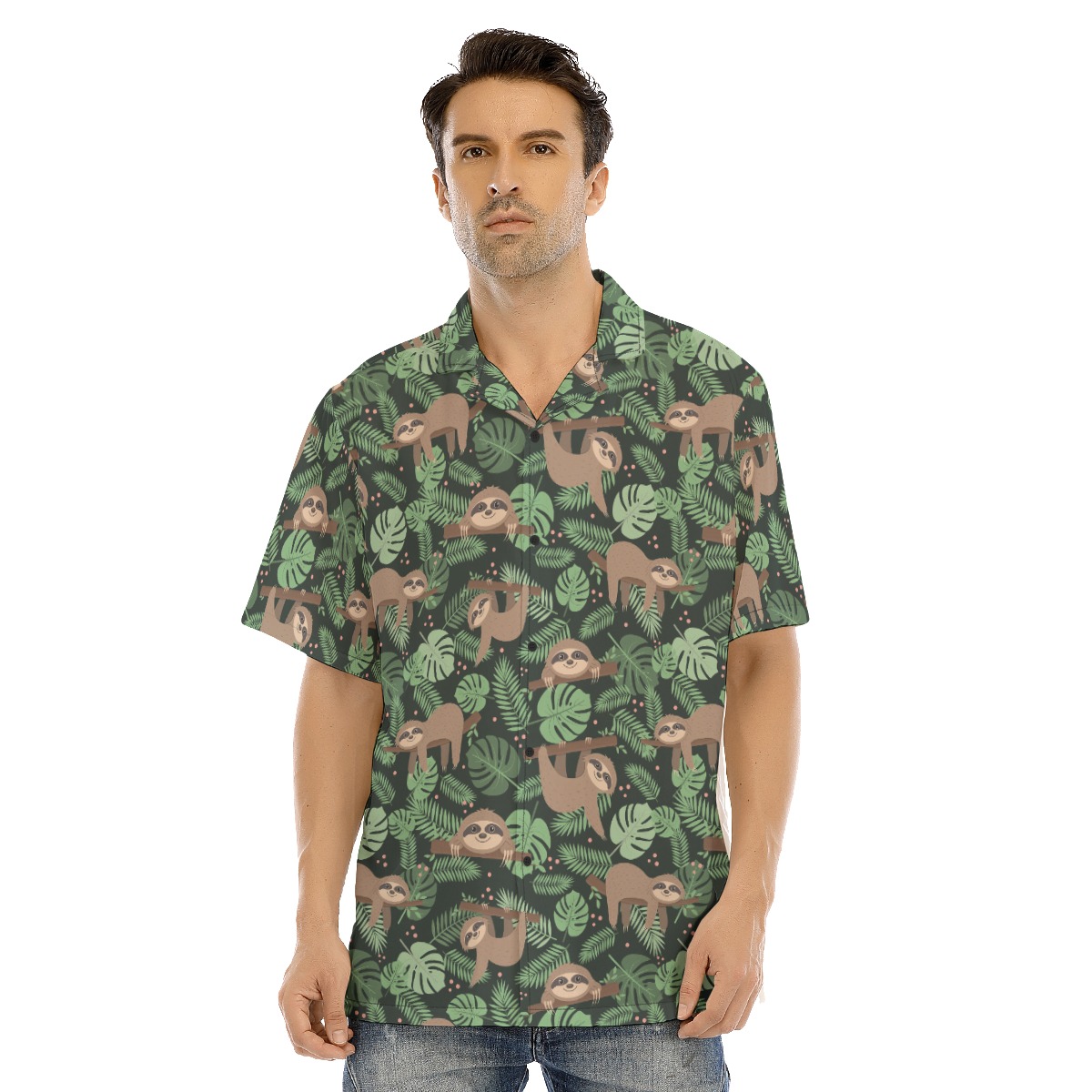 Cute Sloth Tropical Hawaiian Shirt For Men - variant image 1
