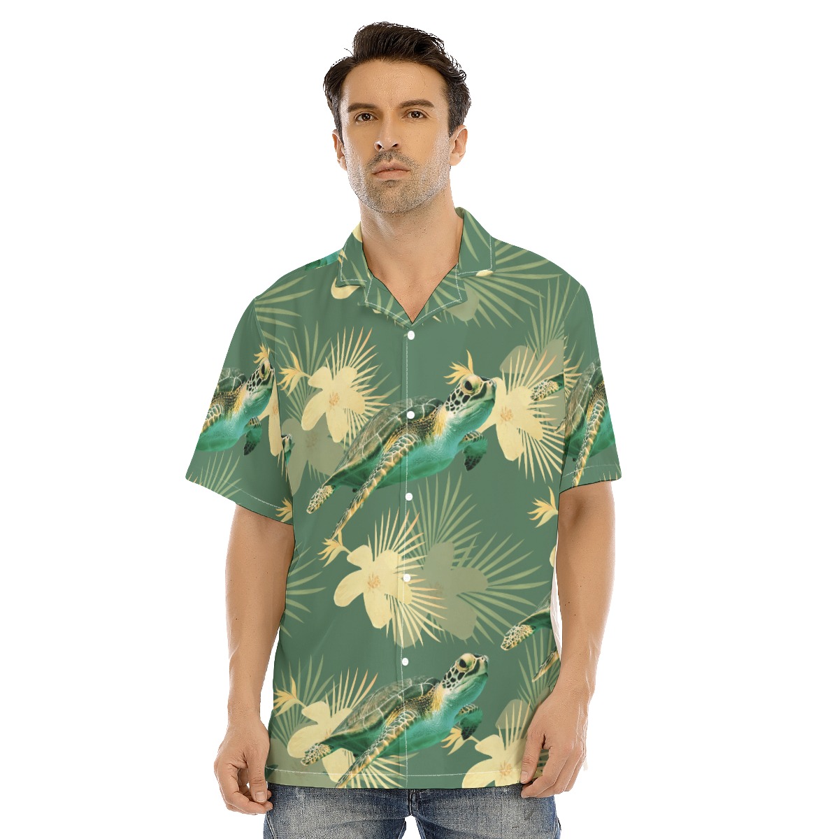 Men's Ocean Turtle Green Hawaiian Shirt - variant image 1
