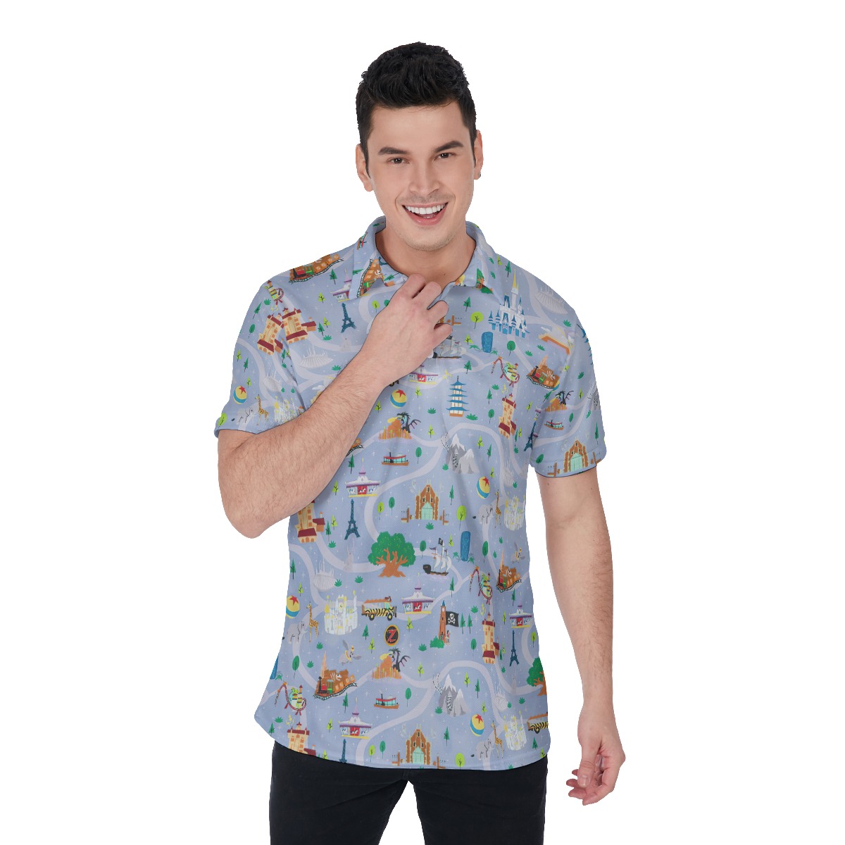 Men's Fascination Kingdom Purple Polo Hawaiian Shirt - variant image 1