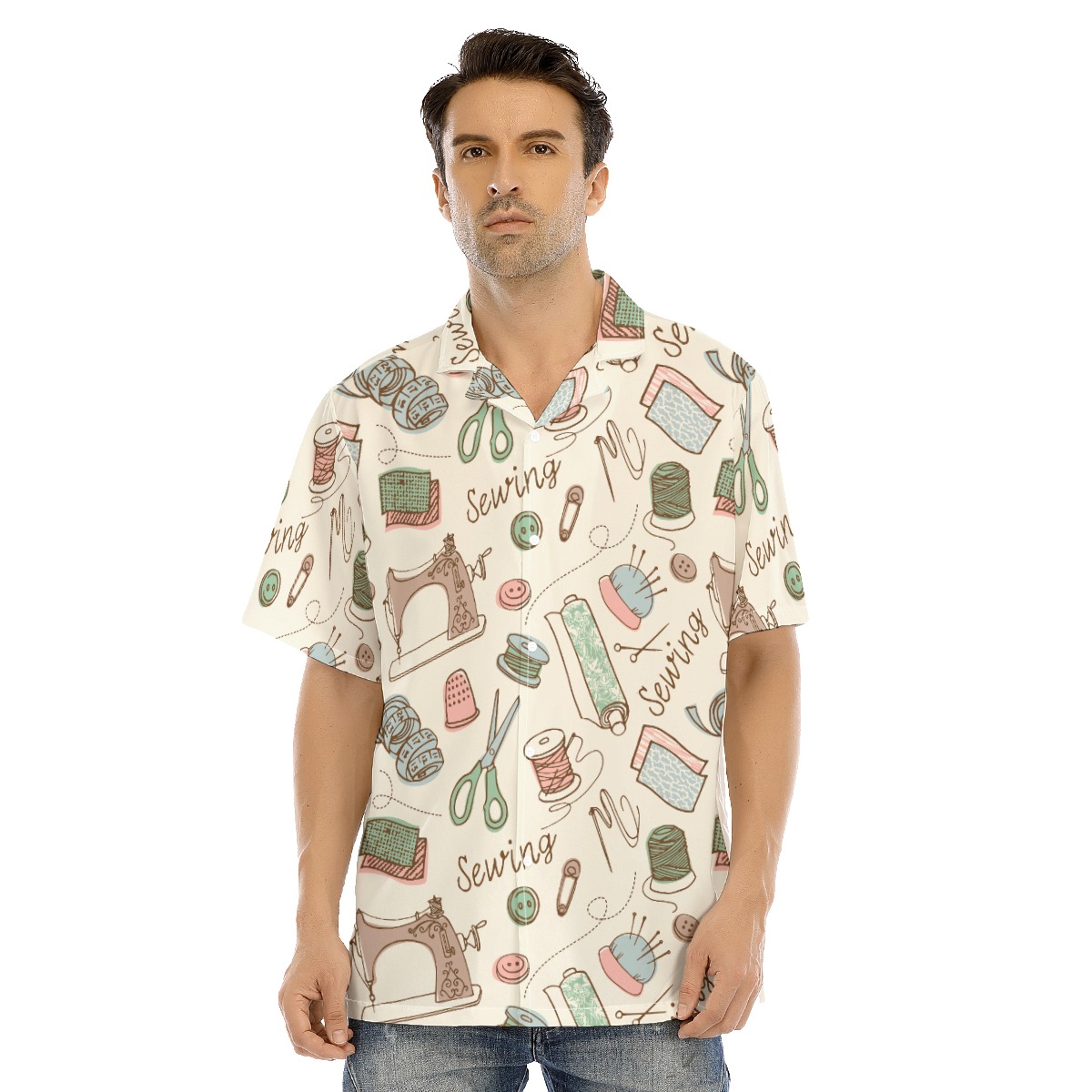 Cute Sewing Tools Hawaiian Shirt For Men - variant image 1
