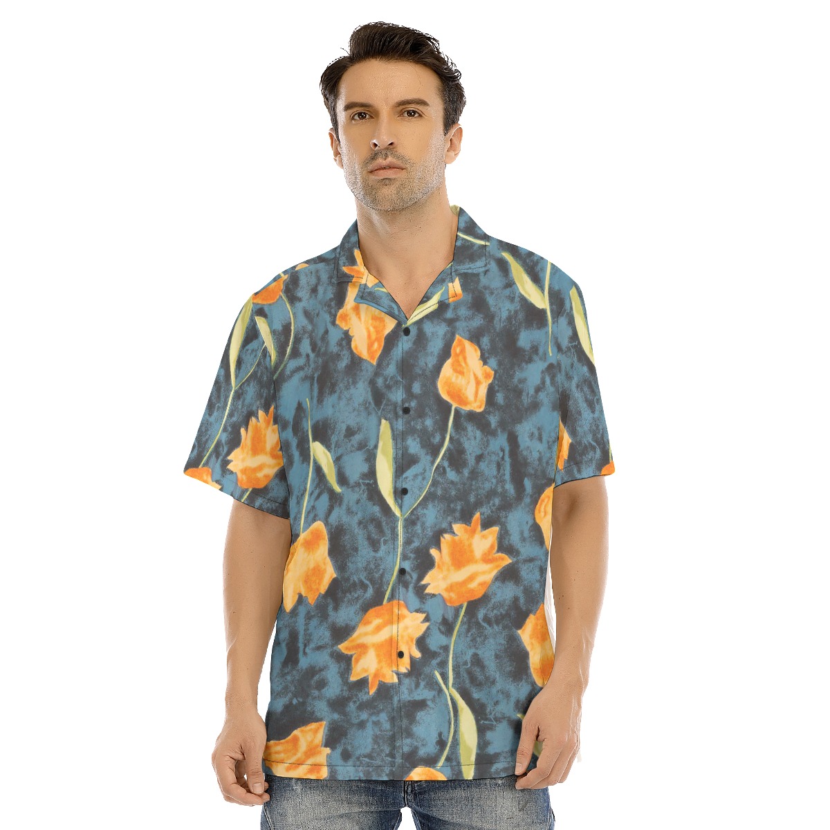 Floral Blue Hawaiian Shirt For Men - variant image 1