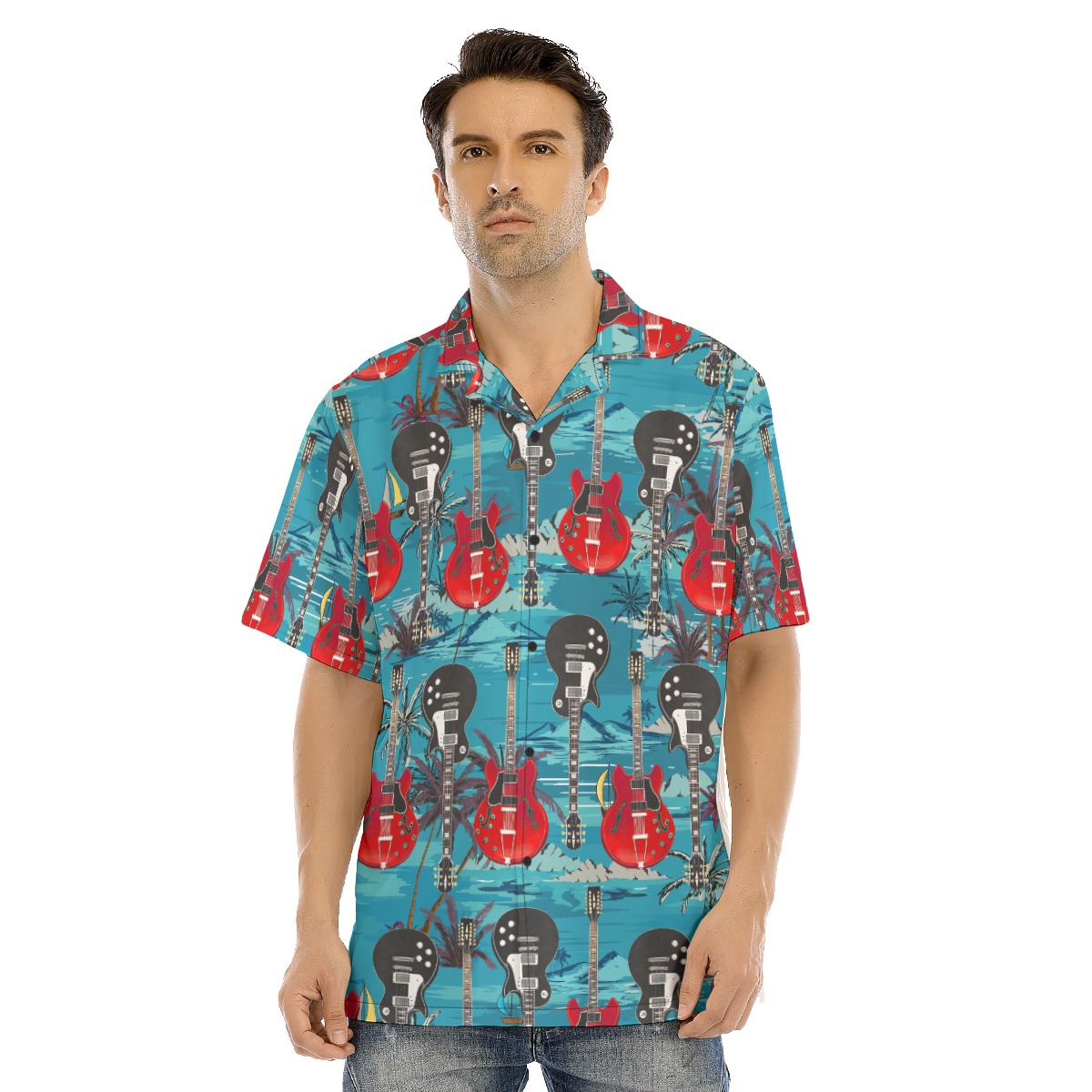 Cool Guitar Hawaiian Shirt For Men - variant image 1