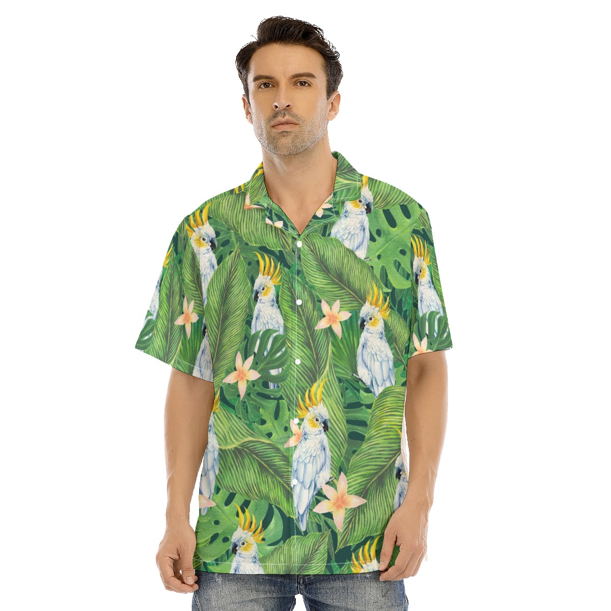 Parrot Tropical Green Hawaiian Shirt For Men - variant image 1