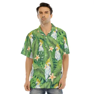 Parrot Tropical Green Hawaiian Shirt For Men