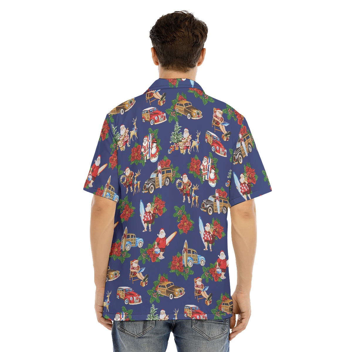 Santa On The Beach Blue Hawaiian Shirt For Men