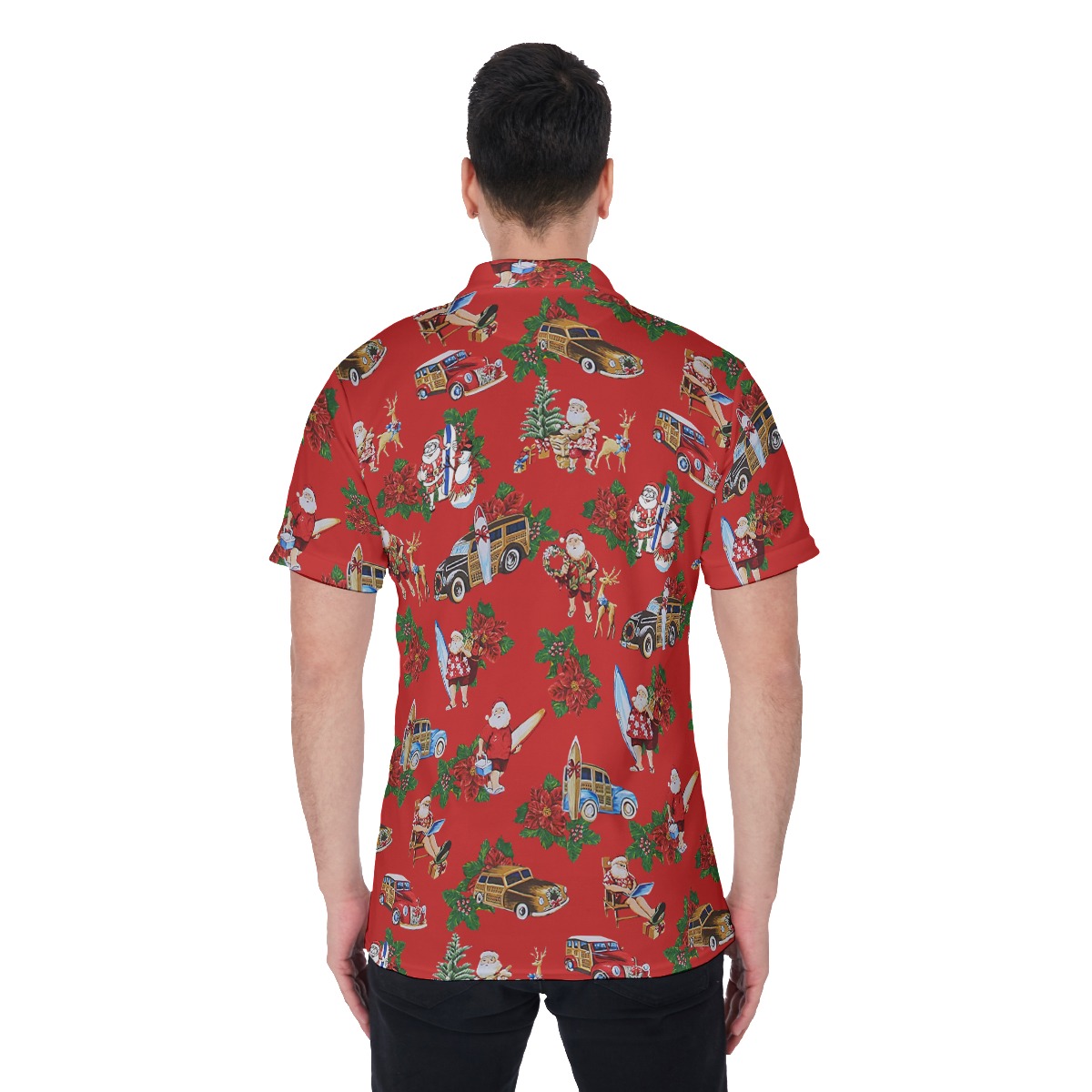Tropical Santa Christmas Hawaiian Polo Shirt For Men