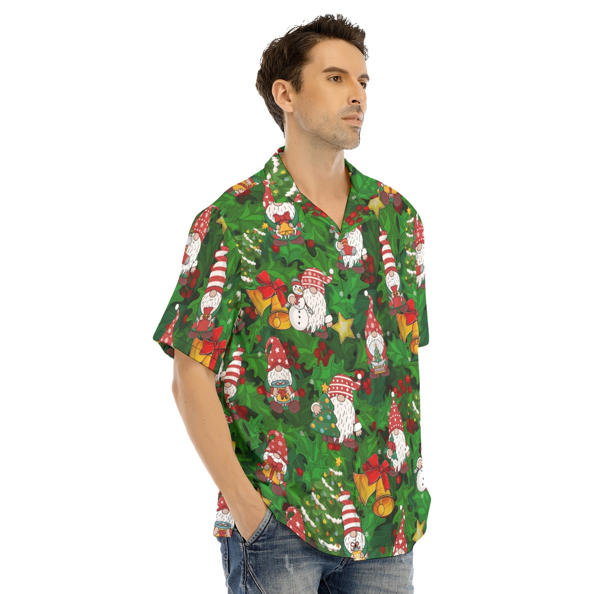 Gnome And Snowman Tropical Hawaiian Shirt For Men