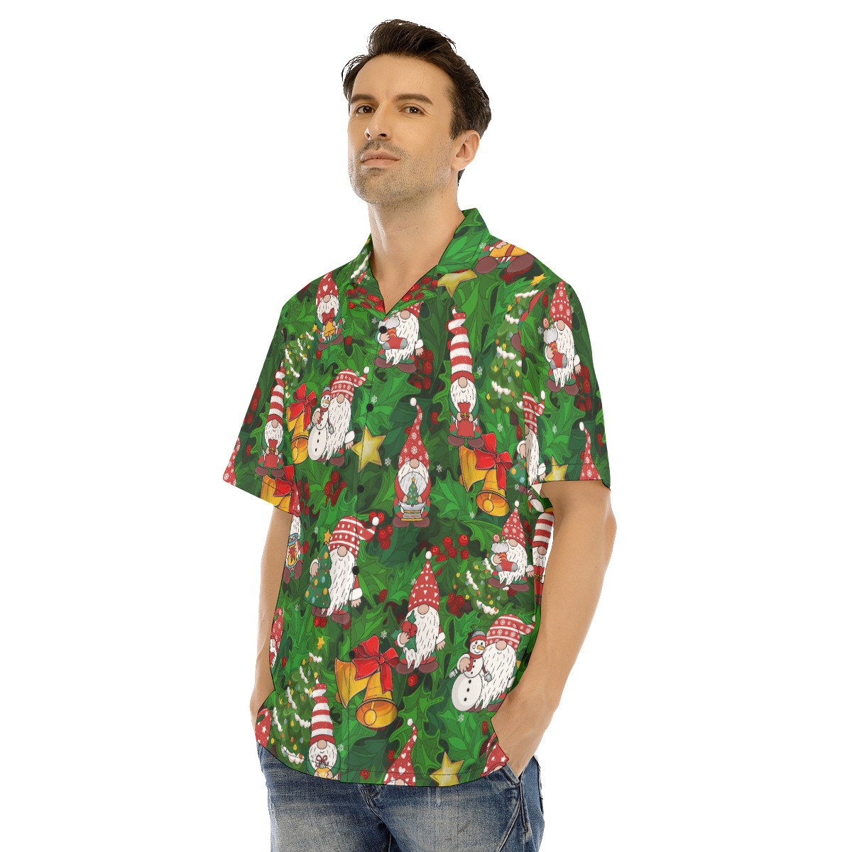 Gnome And Snowman Tropical Hawaiian Shirt For Men