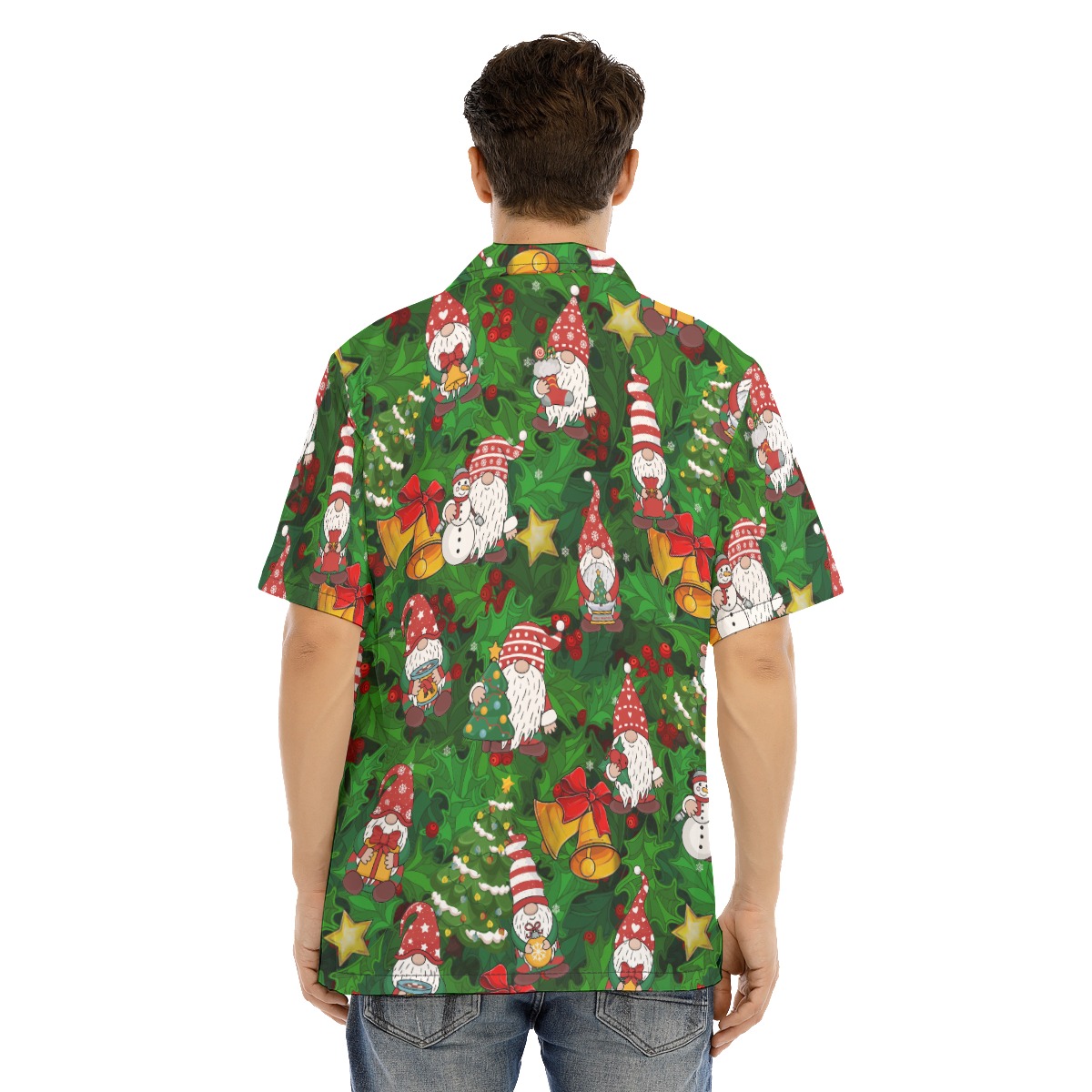 Gnome And Snowman Tropical Hawaiian Shirt For Men