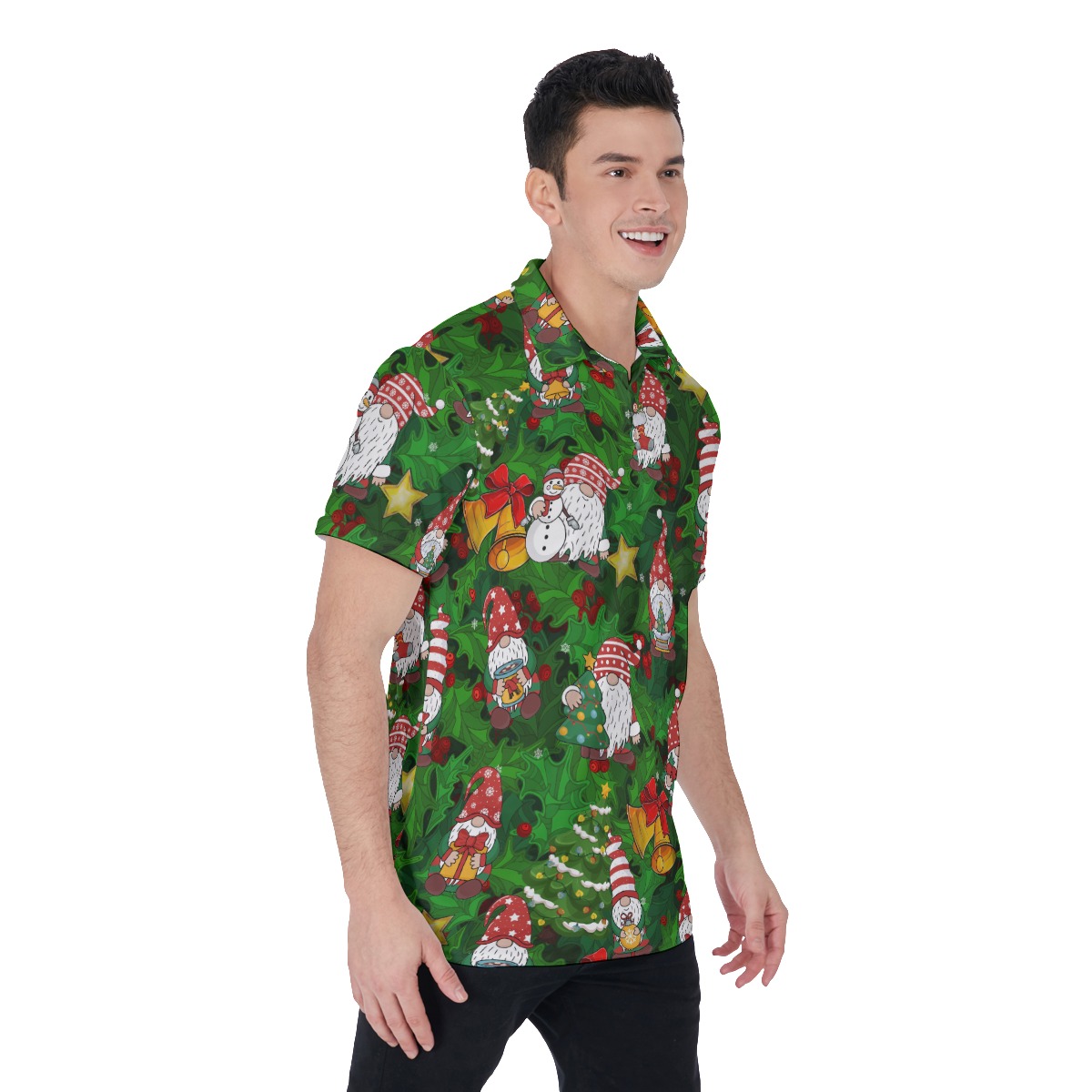 Men's Christmas Gnomes Polo Hawaiian Shirt