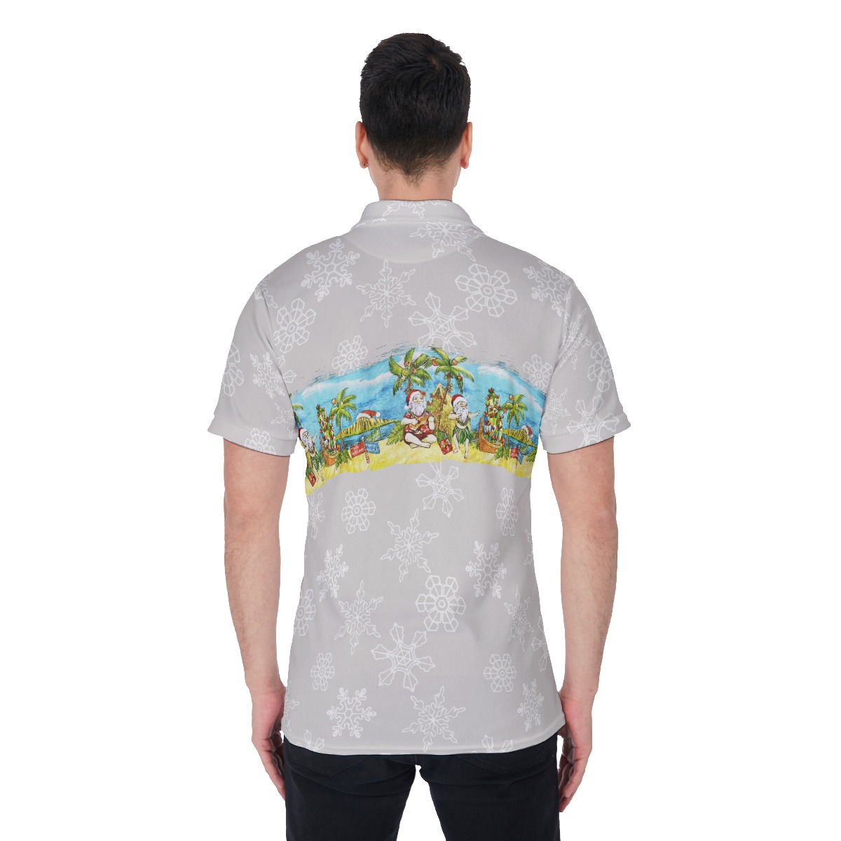 Cool Santa Mele Kalikamaka Hawaiian Polo Shirt For Men