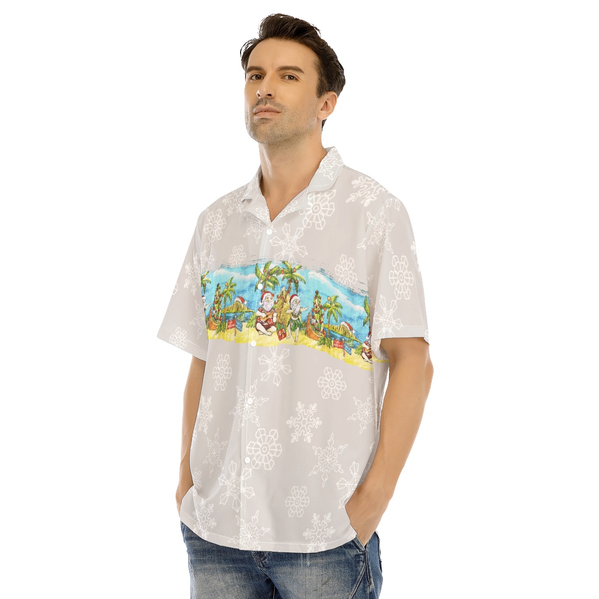 Summer Santa White Hawaiian Shirt For Men