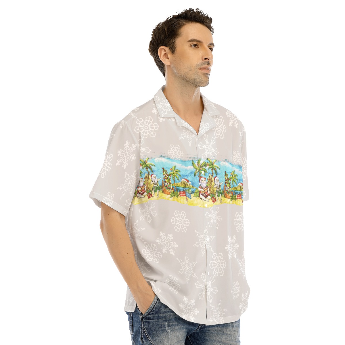 Summer Santa White Hawaiian Shirt For Men