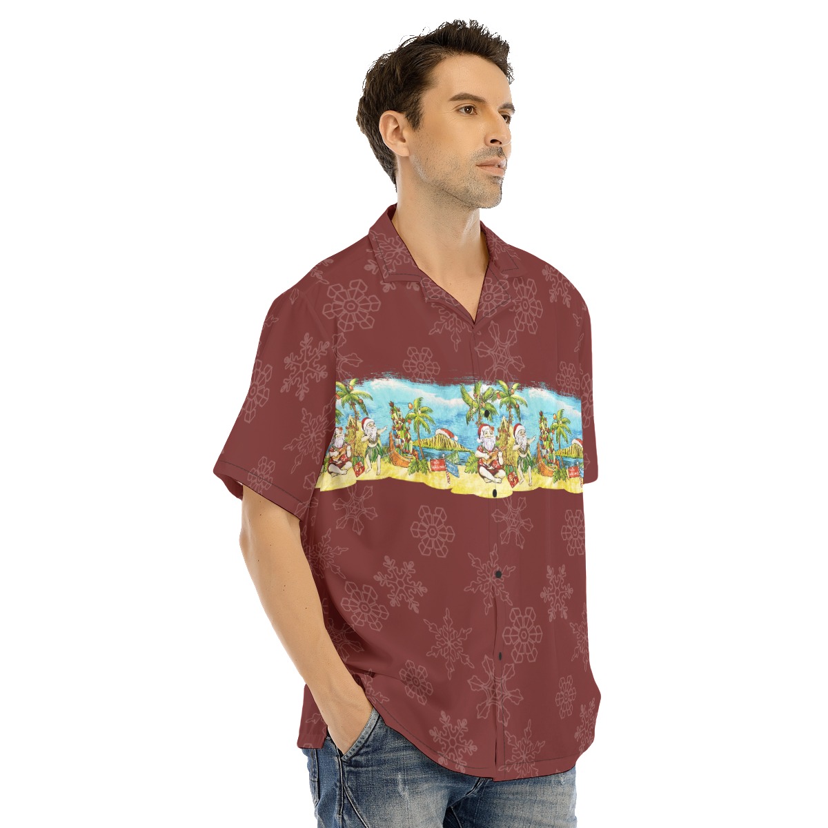 Tropical Santa Claus Christmas Hawaiian Shirt For Men