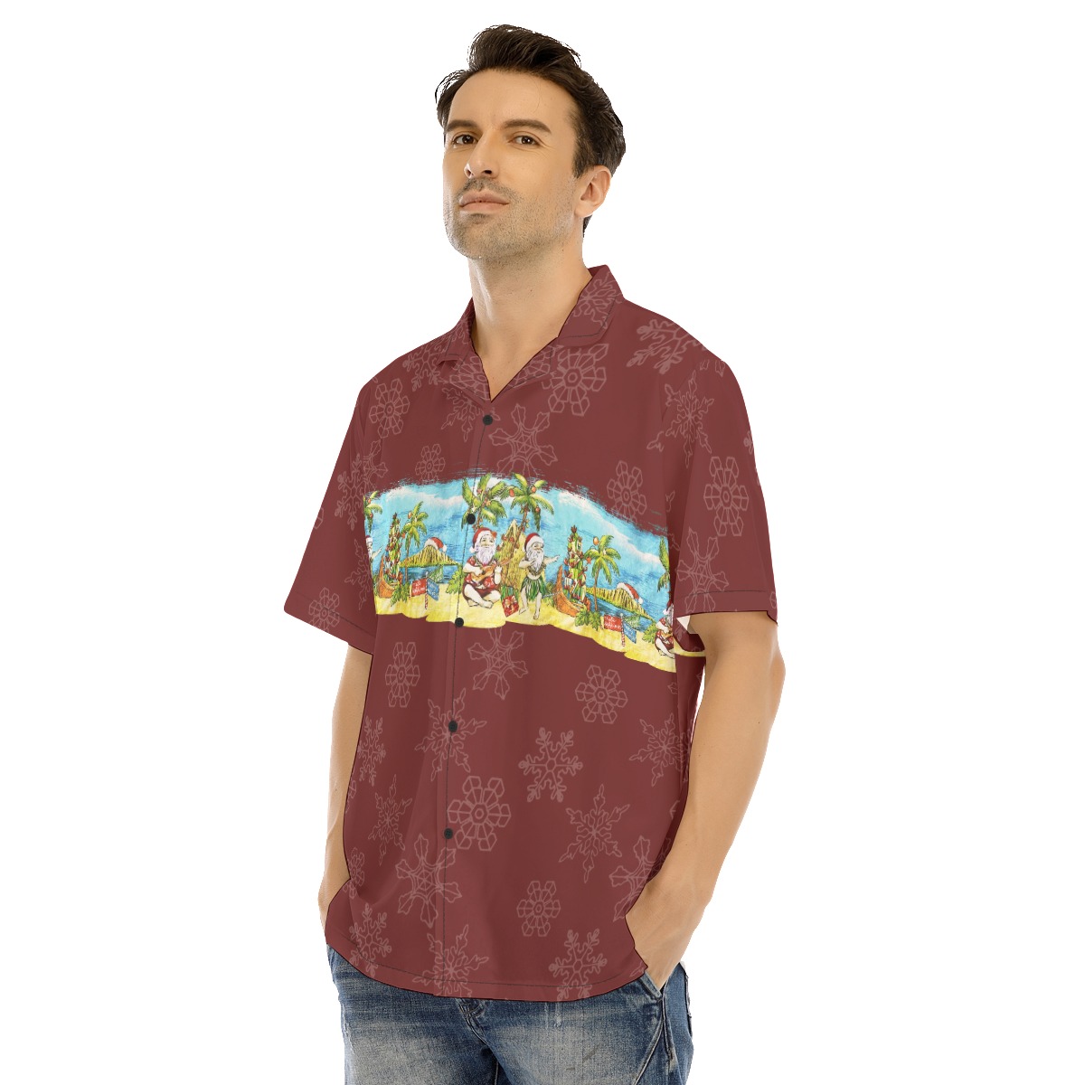 Tropical Santa Claus Christmas Hawaiian Shirt For Men
