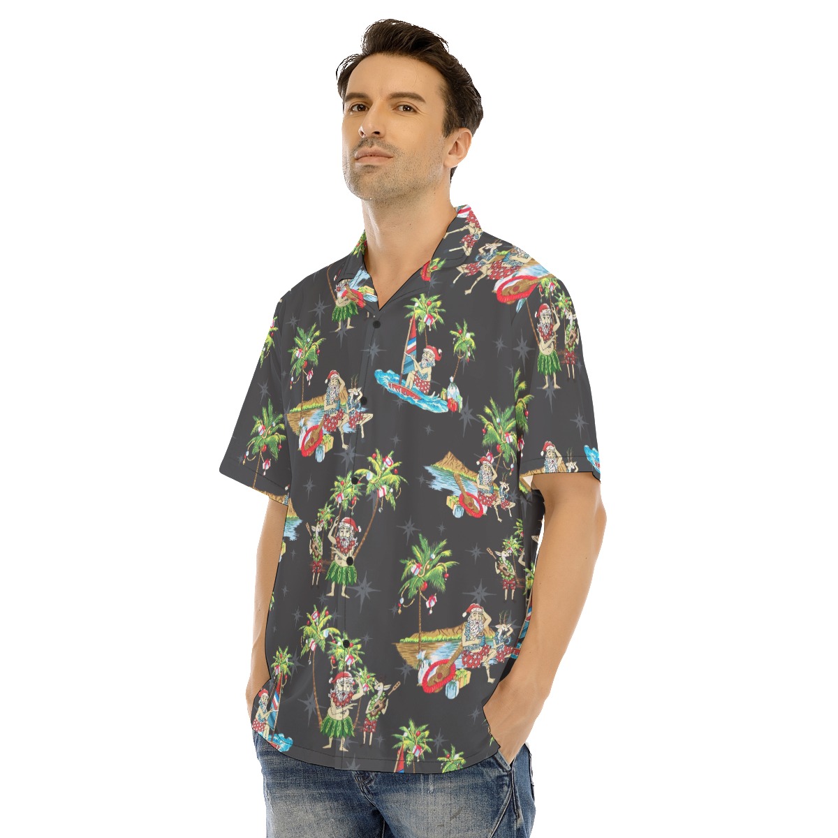 Men's Tropical Santa Christmas Hawaiian Shirt