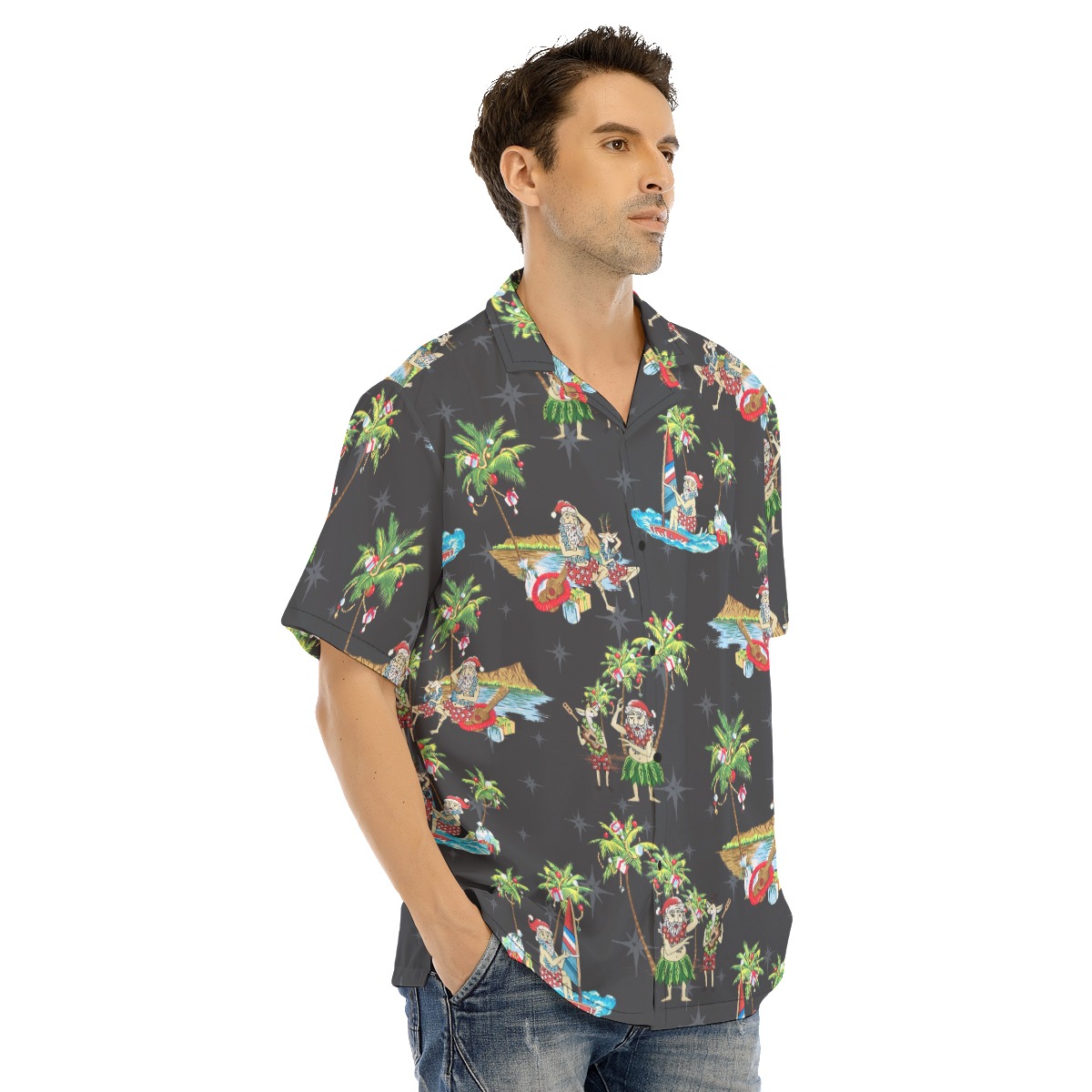 Men's Tropical Santa Christmas Hawaiian Shirt