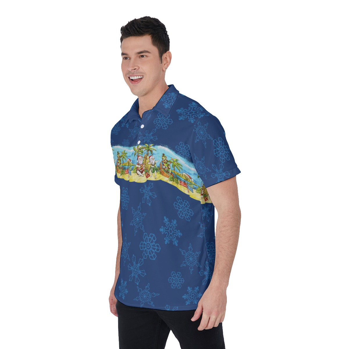 Men's Hawaiian Santa Christmas Aloha Polo Shirt