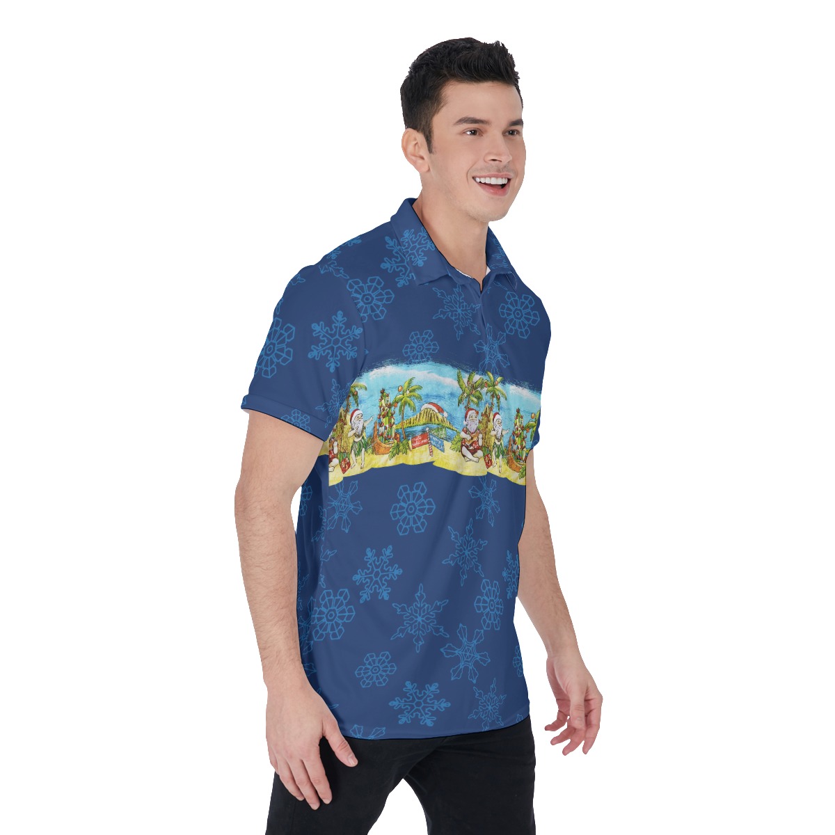 Men's Hawaiian Santa Christmas Aloha Polo Shirt